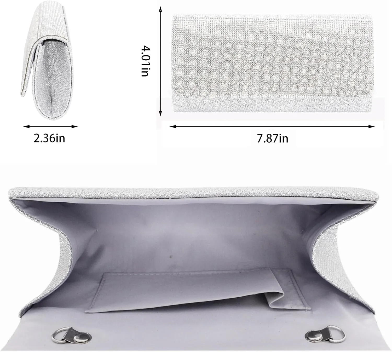 Naimo Flap Dazzling Small Clutch Bag Evening Bag With Detachable Chain