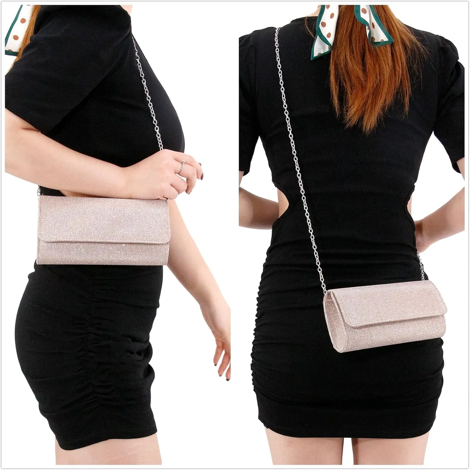 Naimo Flap Dazzling Small Clutch Bag Evening Bag With Detachable Chain
