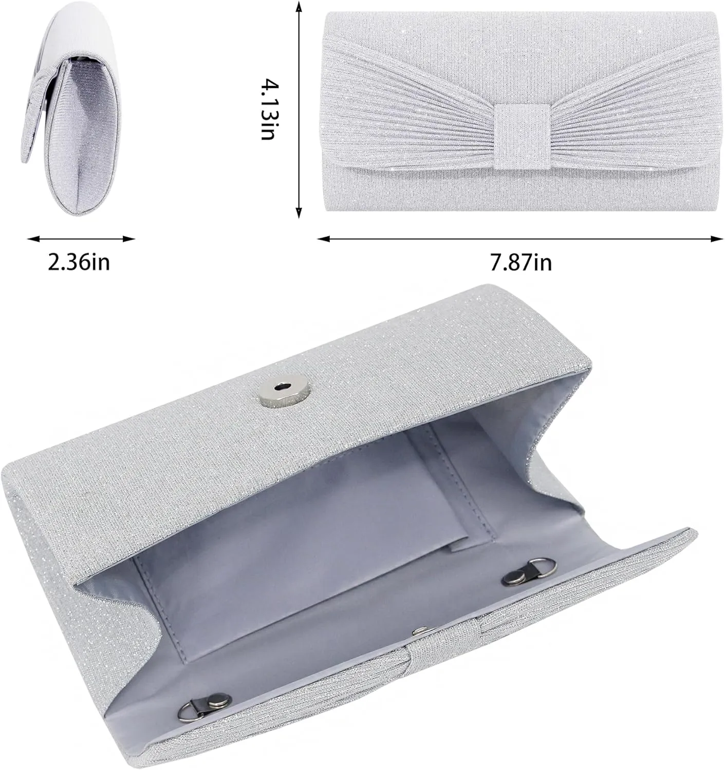 Naimo Flap Dazzling Small Clutch Bag Evening Bag With Detachable Chain