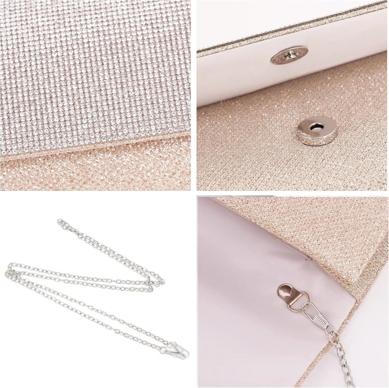 Naimo Flap Dazzling Small Clutch Bag Evening Bag With Detachable Chain