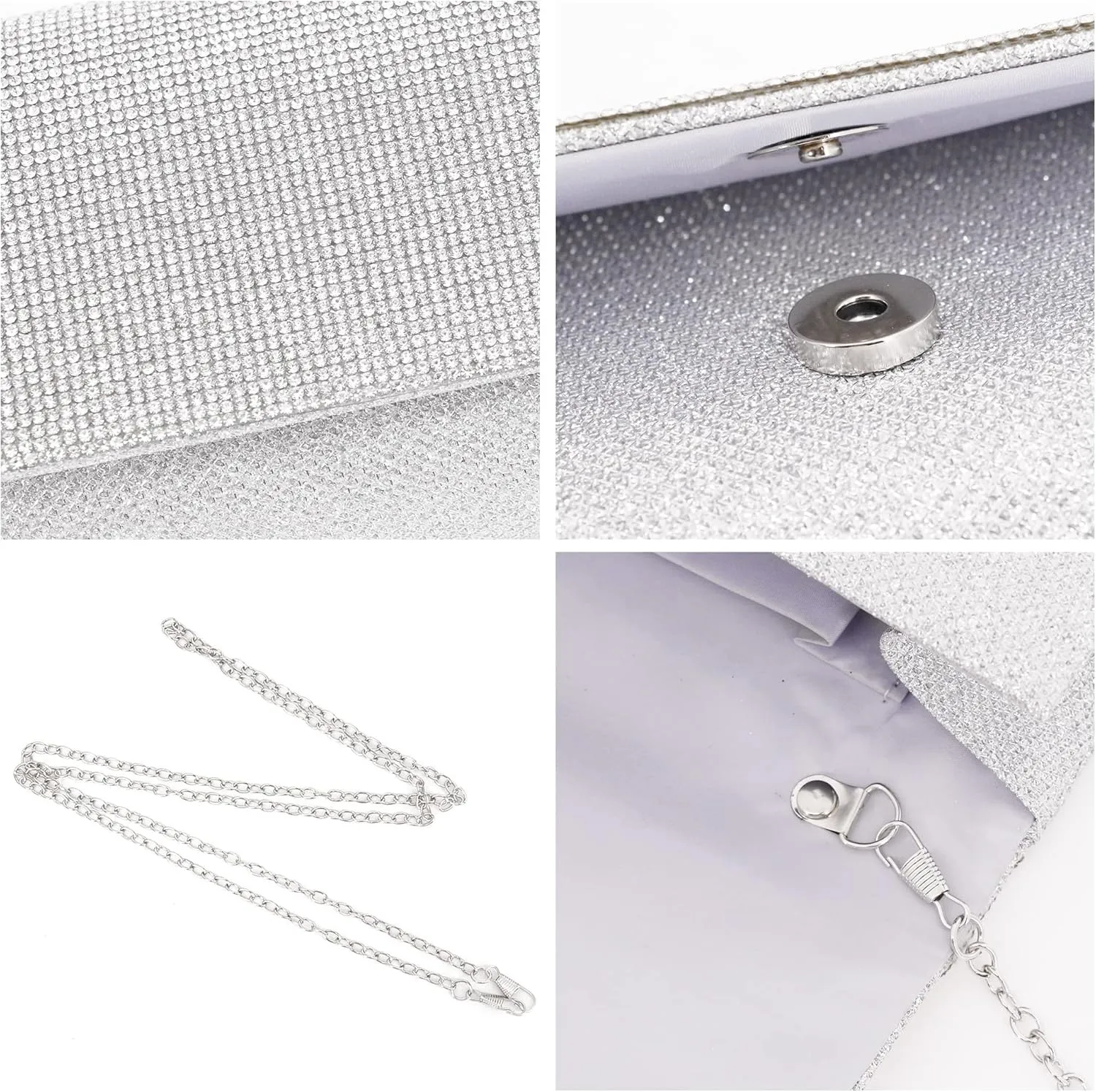 Naimo Flap Dazzling Small Clutch Bag Evening Bag With Detachable Chain