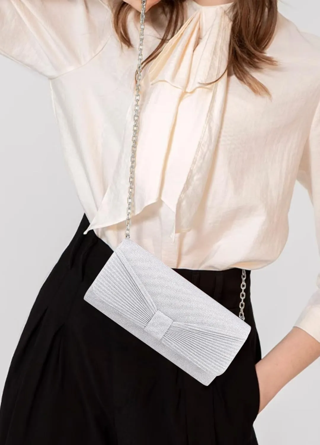 Naimo Flap Dazzling Small Clutch Bag Evening Bag With Detachable Chain