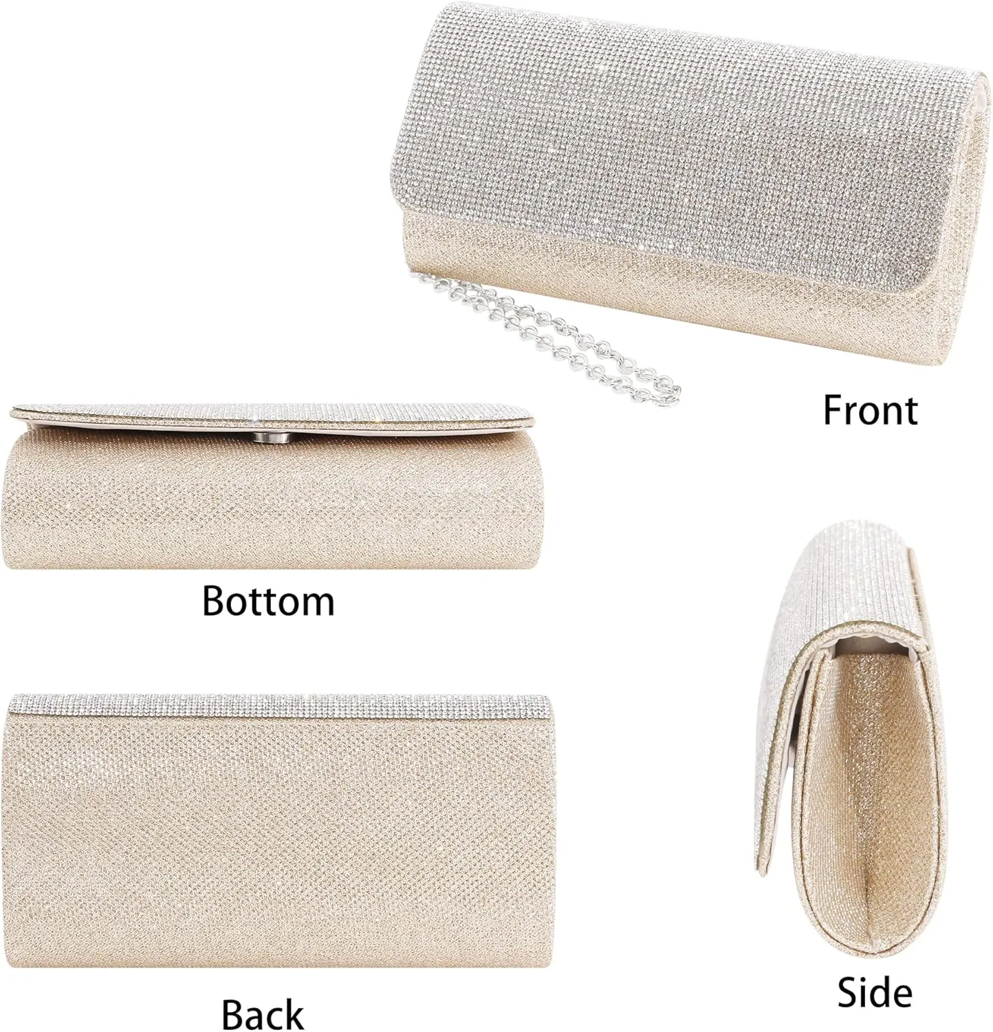 Naimo Flap Dazzling Small Clutch Bag Evening Bag With Detachable Chain