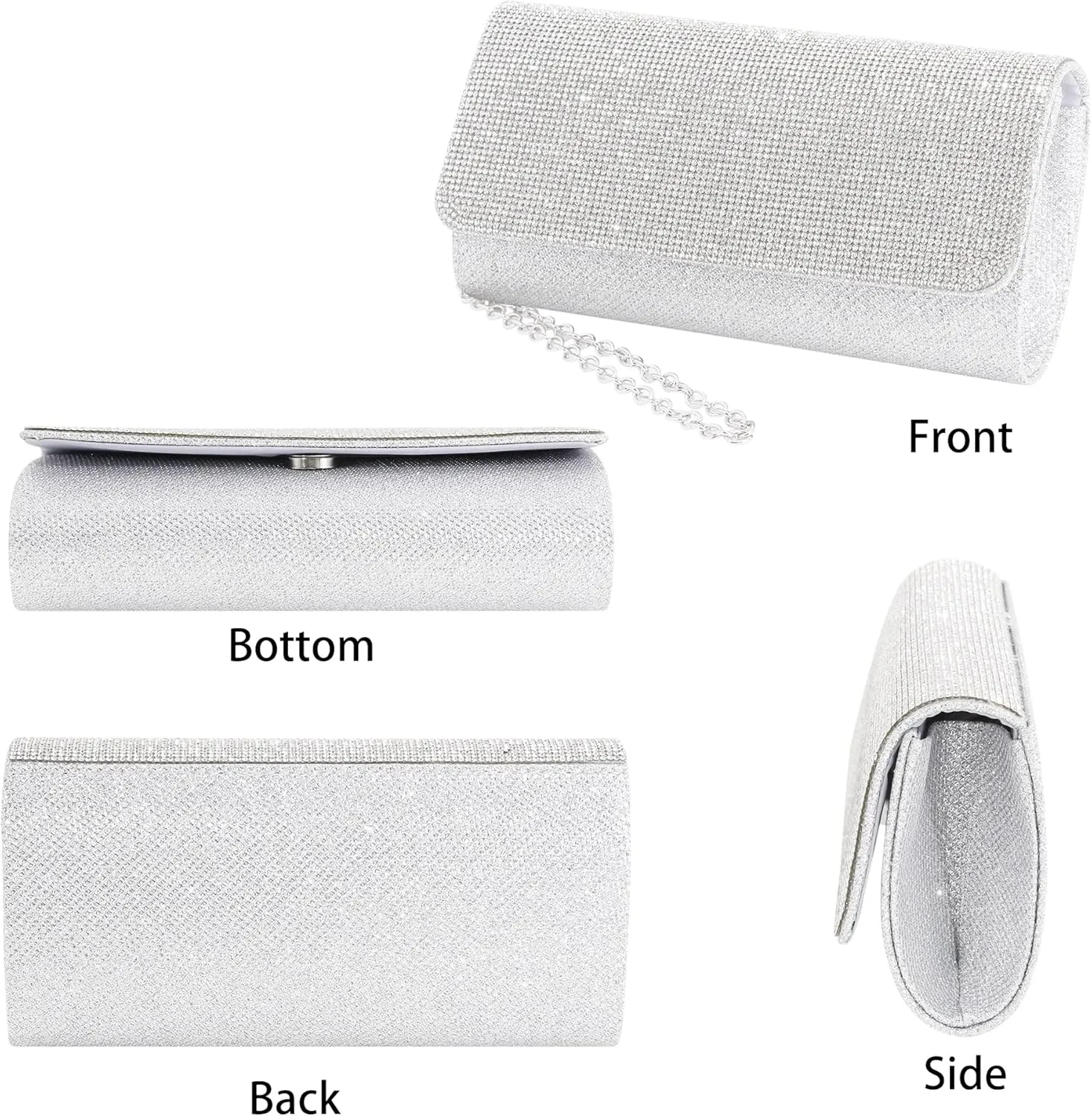 Naimo Flap Dazzling Small Clutch Bag Evening Bag With Detachable Chain
