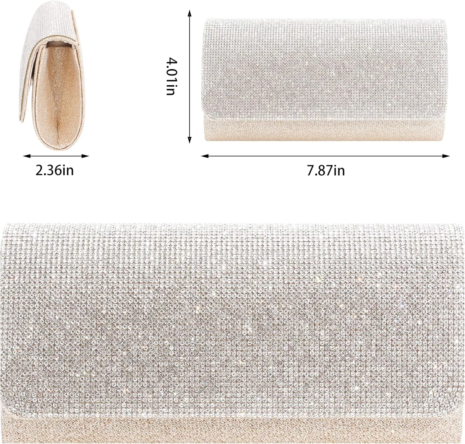 Naimo Flap Dazzling Small Clutch Bag Evening Bag With Detachable Chain