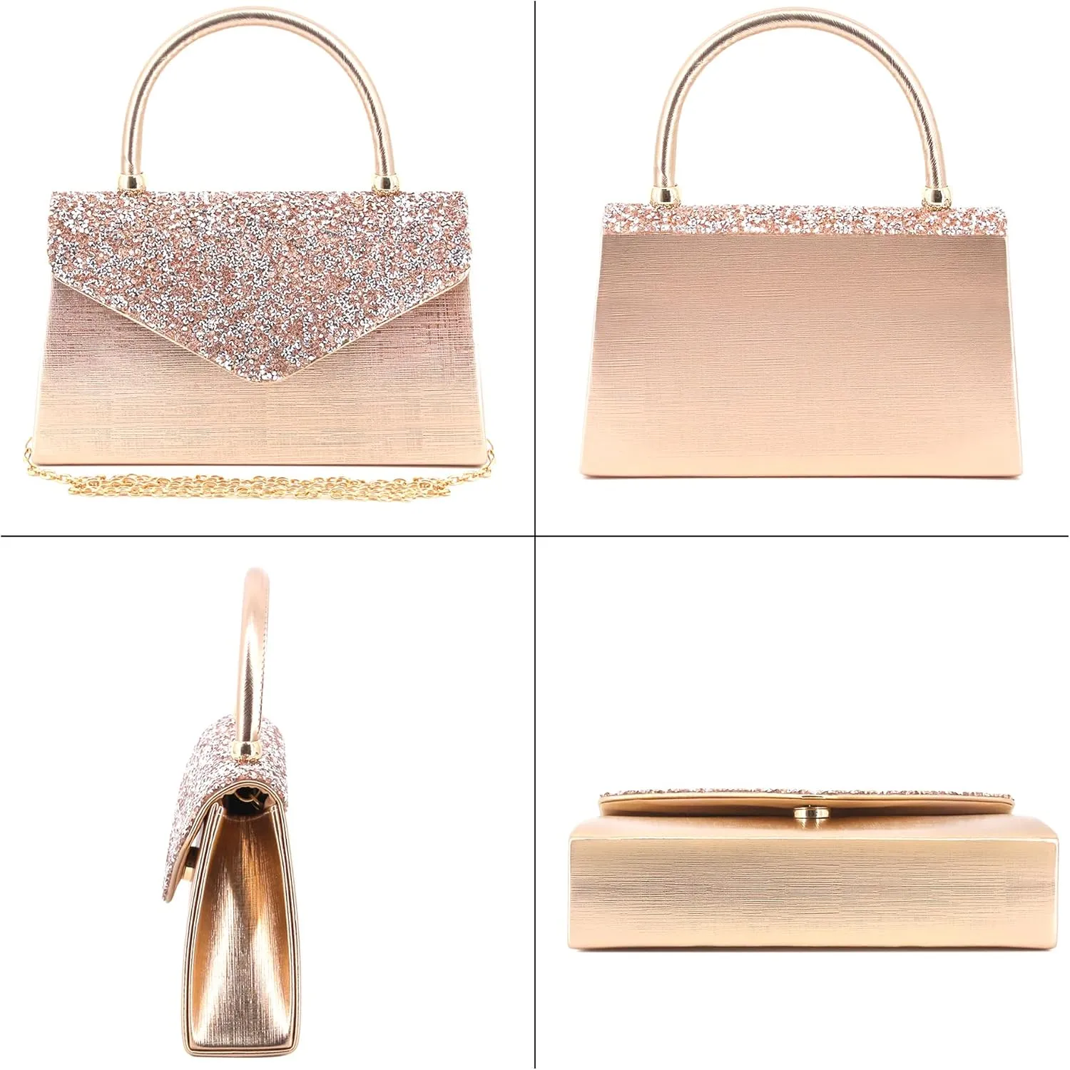 Naimo Shiny Crystal Evening Clutch Bag Top Handle Handbag Crossbody Shoulder Bag Wedding Party Bride Purse