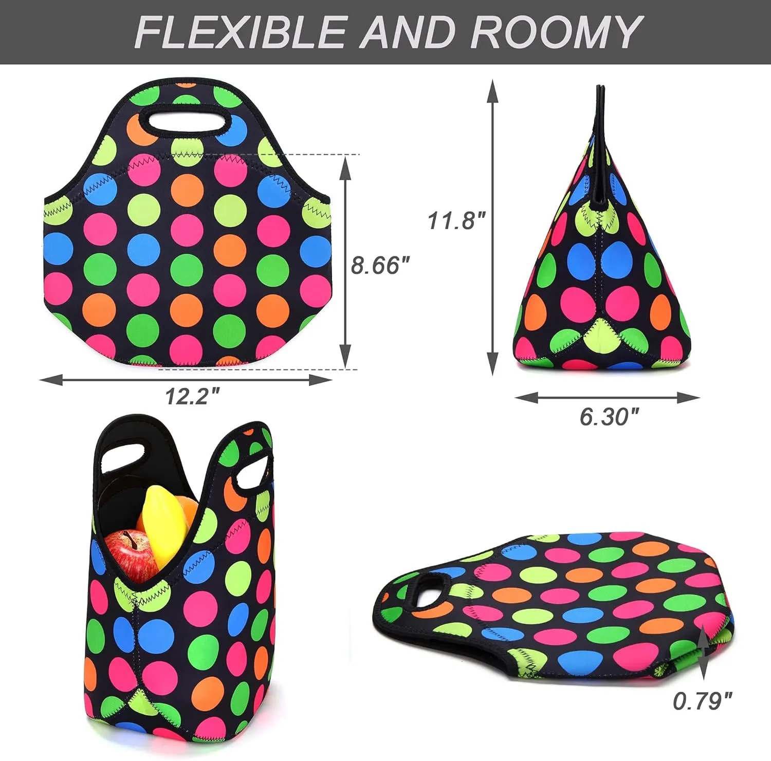 Neoprene Lunch Bag for Women Insulated Lunch Tote Bags Washable Lunch Container Box for Work Picnic Lightweight Meal Prep Bags for Men