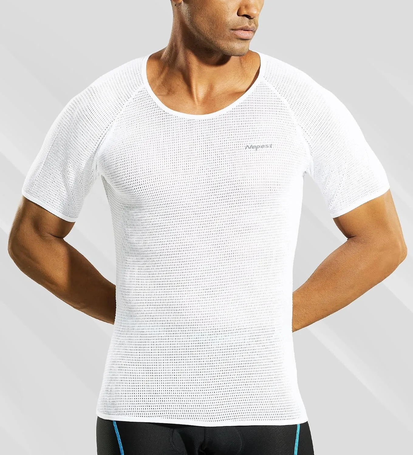Nepest Mens Vests/Short Sleeve Biking Base Layer Mesh Sleeveless Cycling Baselayer Bicycle Ultralight Undershirts