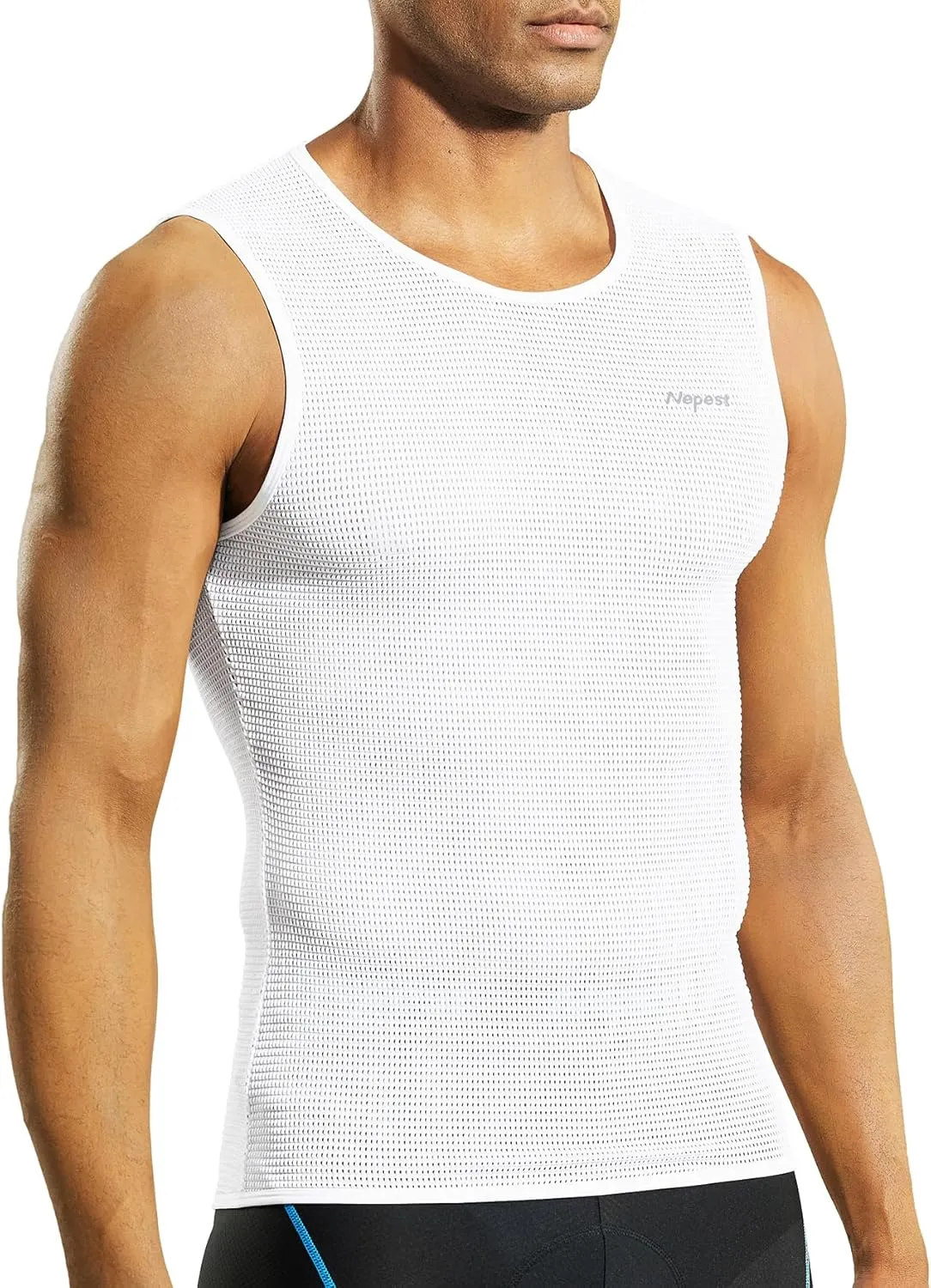 Nepest Mens Vests/Short Sleeve Biking Base Layer Mesh Sleeveless Cycling Baselayer Bicycle Ultralight Undershirts
