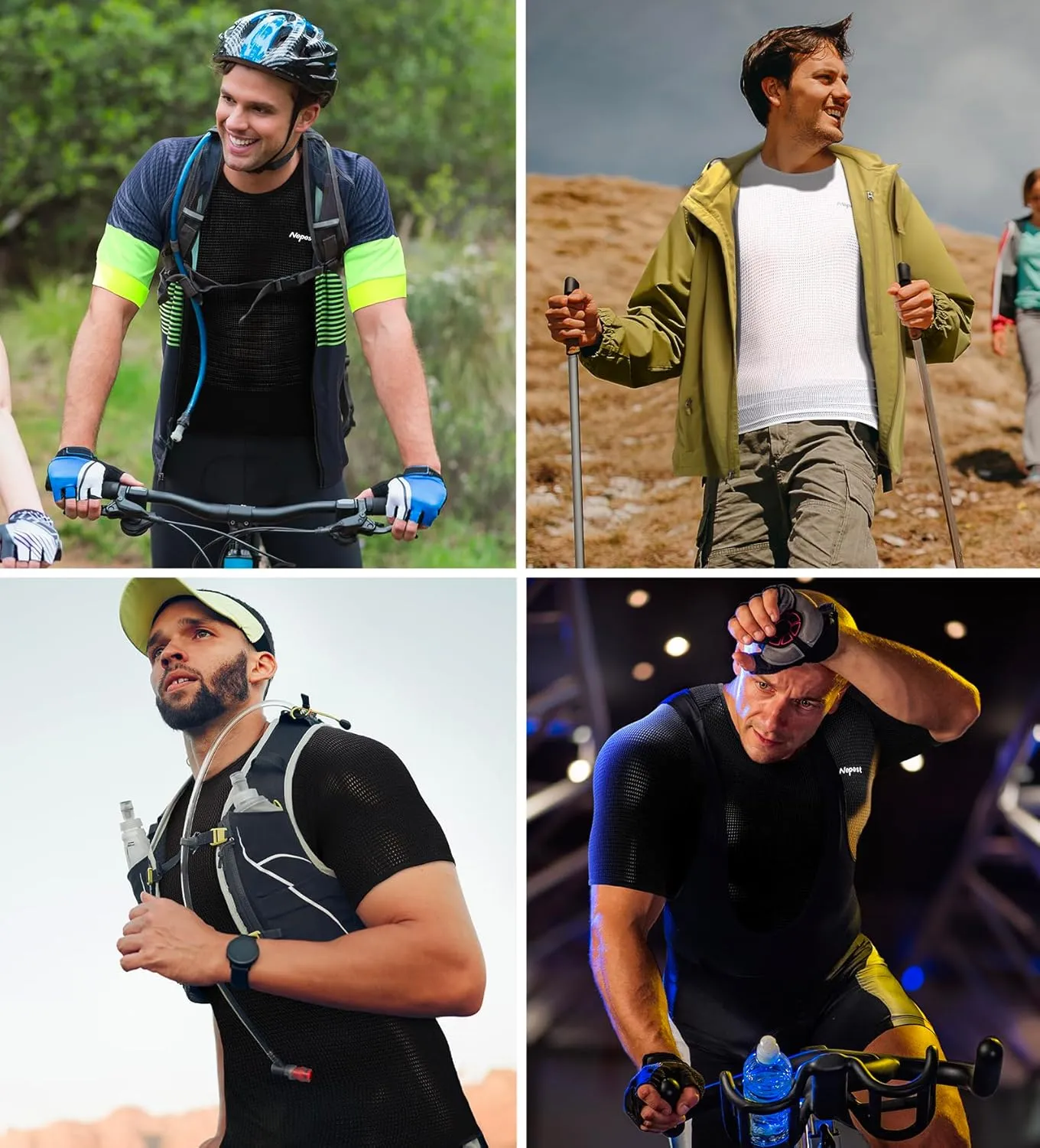 Nepest Mens Vests/Short Sleeve Biking Base Layer Mesh Sleeveless Cycling Baselayer Bicycle Ultralight Undershirts