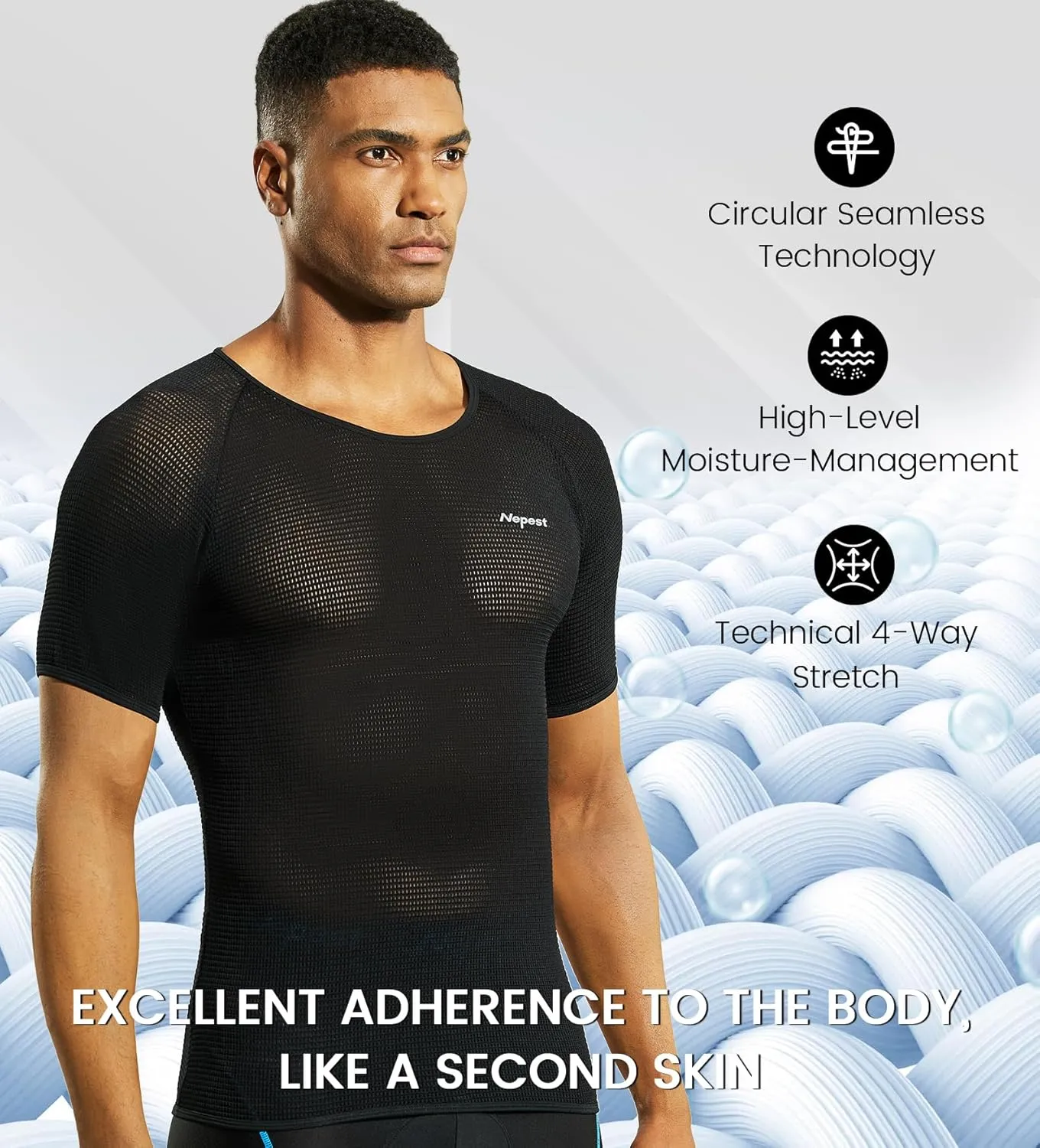 Nepest Mens Vests/Short Sleeve Biking Base Layer Mesh Sleeveless Cycling Baselayer Bicycle Ultralight Undershirts