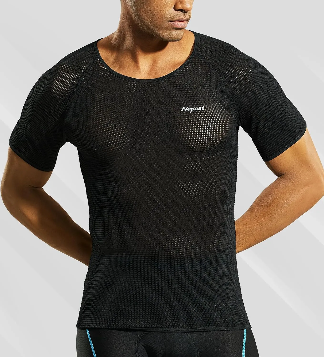 Nepest Mens Vests/Short Sleeve Biking Base Layer Mesh Sleeveless Cycling Baselayer Bicycle Ultralight Undershirts