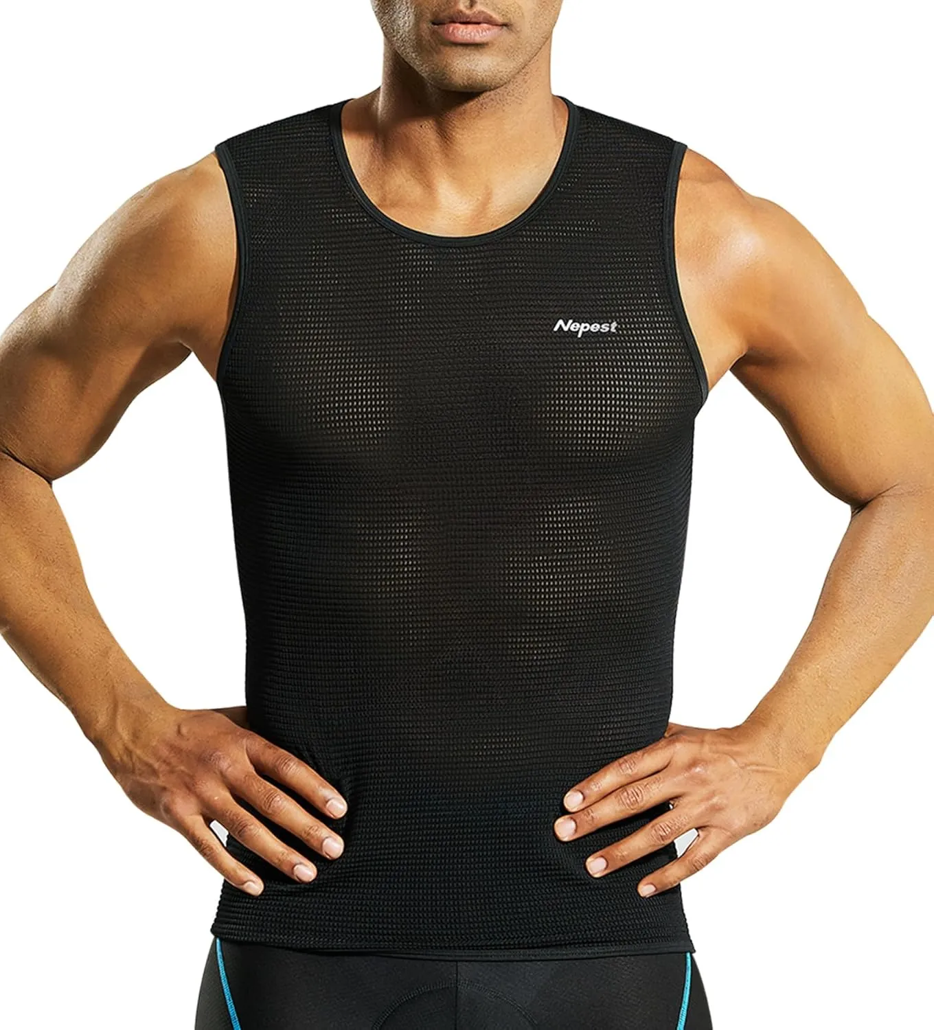 Nepest Mens Vests/Short Sleeve Biking Base Layer Mesh Sleeveless Cycling Baselayer Bicycle Ultralight Undershirts