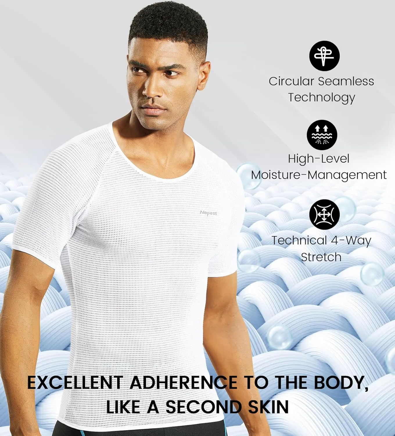 Nepest Mens Vests/Short Sleeve Biking Base Layer Mesh Sleeveless Cycling Baselayer Bicycle Ultralight Undershirts