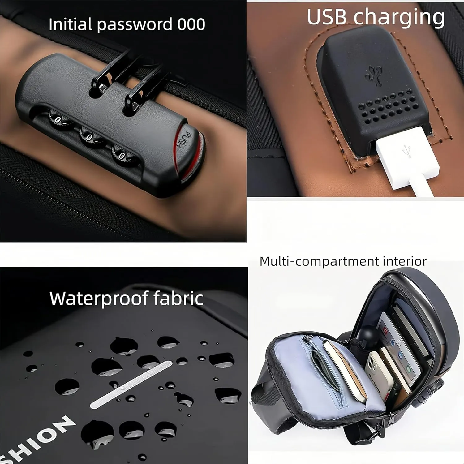 New Carbon Fiber Streamline Anti Theft Sling Bag for Women Men, Sling Backpack USB Waterproof Chest Daypack for Travel/Sport (Grey)