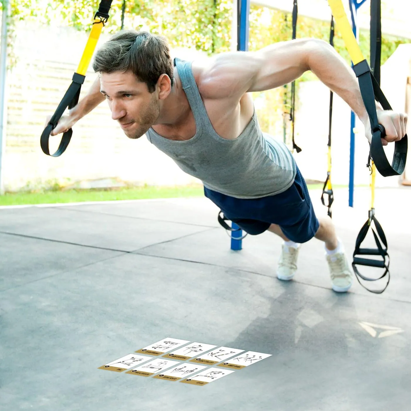 NewMe Fitness Suspension Workout Cards, Instructional Fitness Deck for Women & Men, Beginner Fitness Guide to Training Exercises at Home or Gym (Suspension, Vol 1)