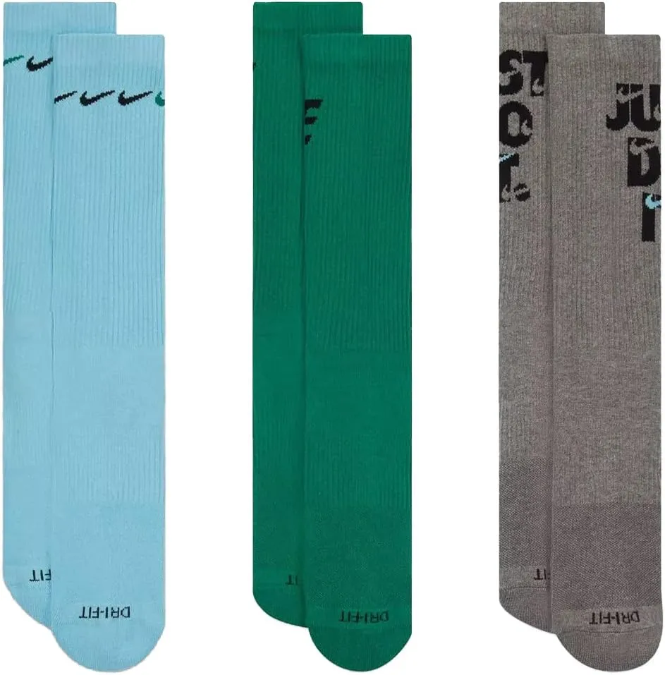 Nike Men`s Everyday Plus Cushioned Crew Socks 3 Pairs (Multi(DH3822-906)/G, Large)