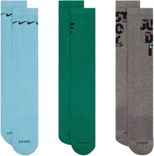 Nike Men`s Everyday Plus Cushioned Crew Socks 3 Pairs (Multi(DH3822-906)/G, Large)