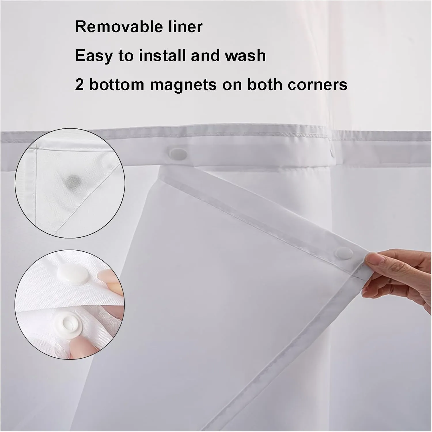 No Hook Shower Curtain Set with Snap-in Fabric Liner,Nature Misty Forest Without Hook Shower Curtain with Transparent Mesh Top Window for Bathroom Waterproof & Washable 71" x 74"