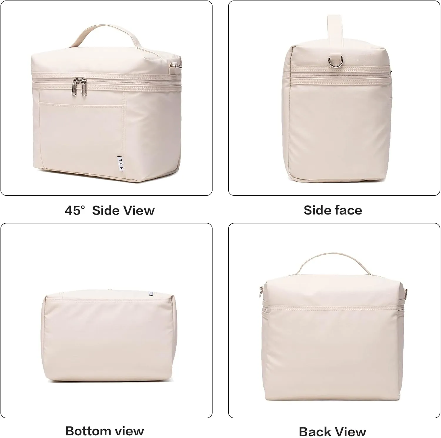 NOL Natural Organic Lifestyle Insulated Lunch Bags for Women Cooler Bag Lightweight Nylon Waterproof Lunch Box For Work (Small, Cream)