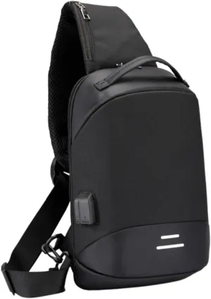 NOLITOY 1pc Men Chest Bag Casual Bag Oxford Fabric Chest Bag Charging Shoulder Bag Men Outdoor Bag Black