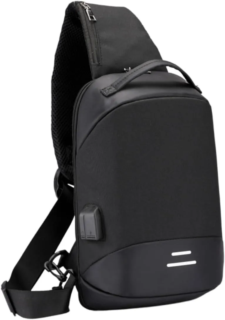 NOLITOY 1pc Men Chest Bag Casual Bag Oxford Fabric Chest Bag Charging Shoulder Bag Men Outdoor Bag Black