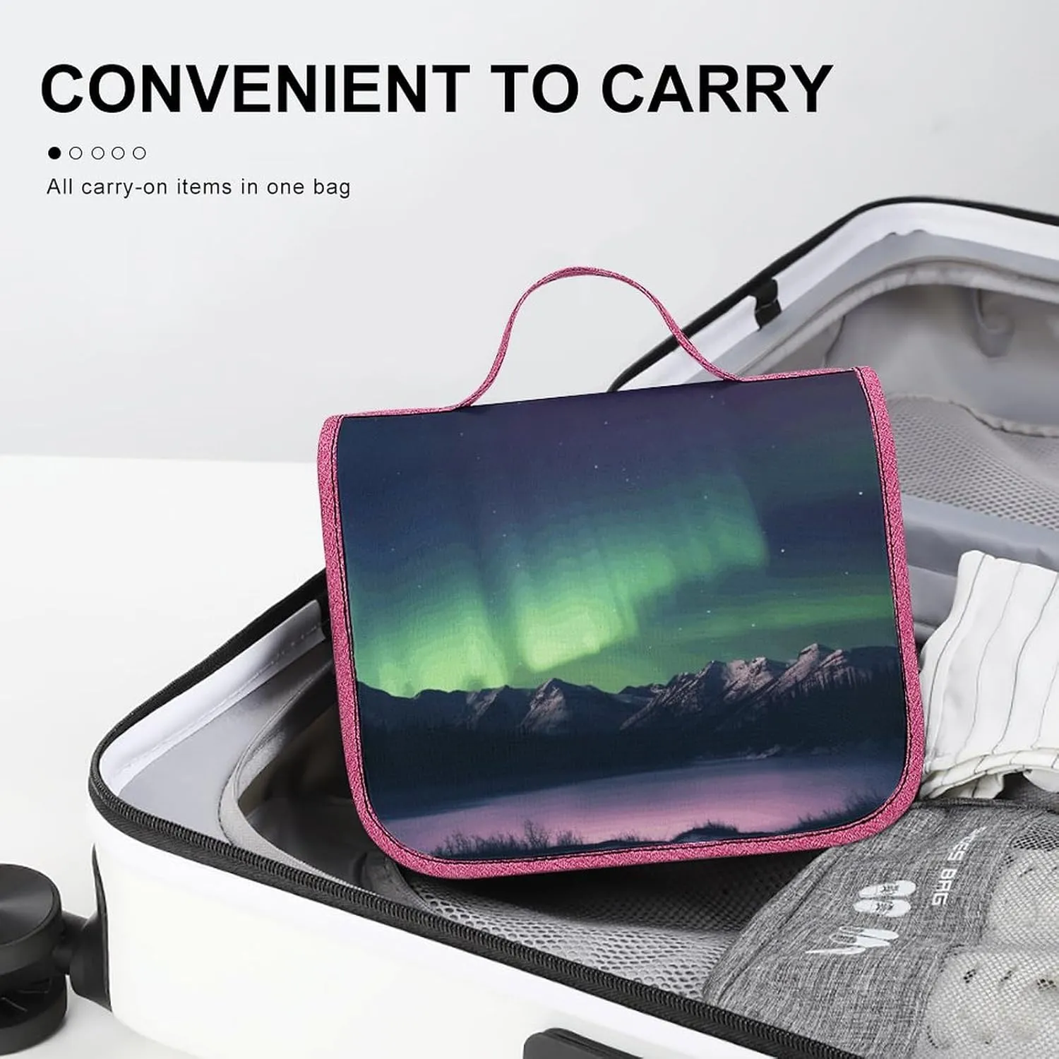 Northern Aurora Night Travel Toiletry Bag for Women,Hanging Toiletry Organizer with Hook, Makeup Bag Travel Organizer for Shampoo,Toiletriesl