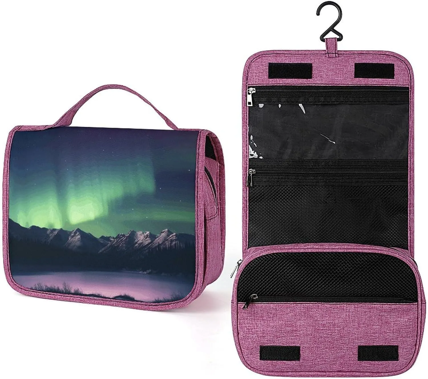 Northern Aurora Night Travel Toiletry Bag for Women,Hanging Toiletry Organizer with Hook, Makeup Bag Travel Organizer for Shampoo,Toiletriesl