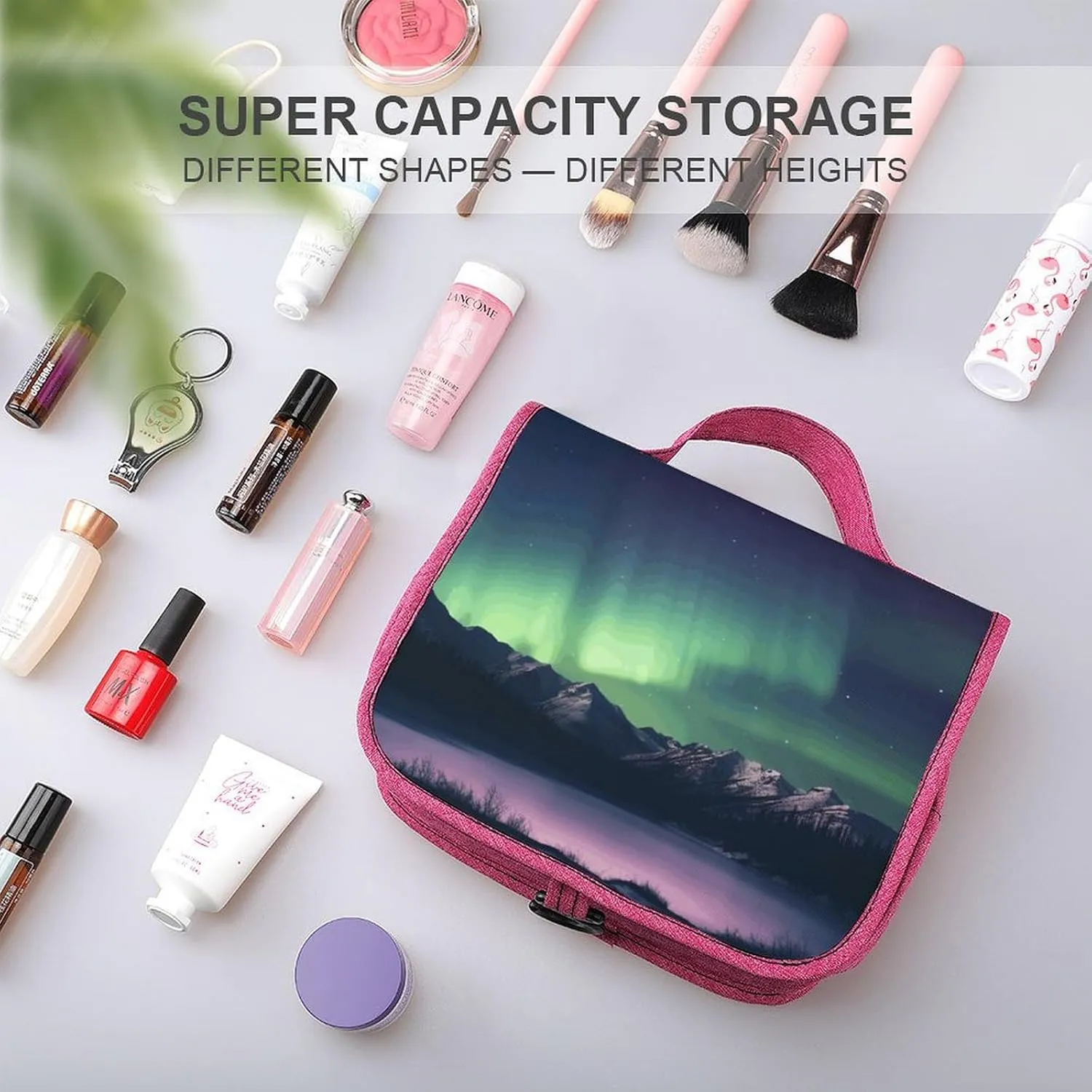 Northern Aurora Night Travel Toiletry Bag for Women,Hanging Toiletry Organizer with Hook, Makeup Bag Travel Organizer for Shampoo,Toiletriesl