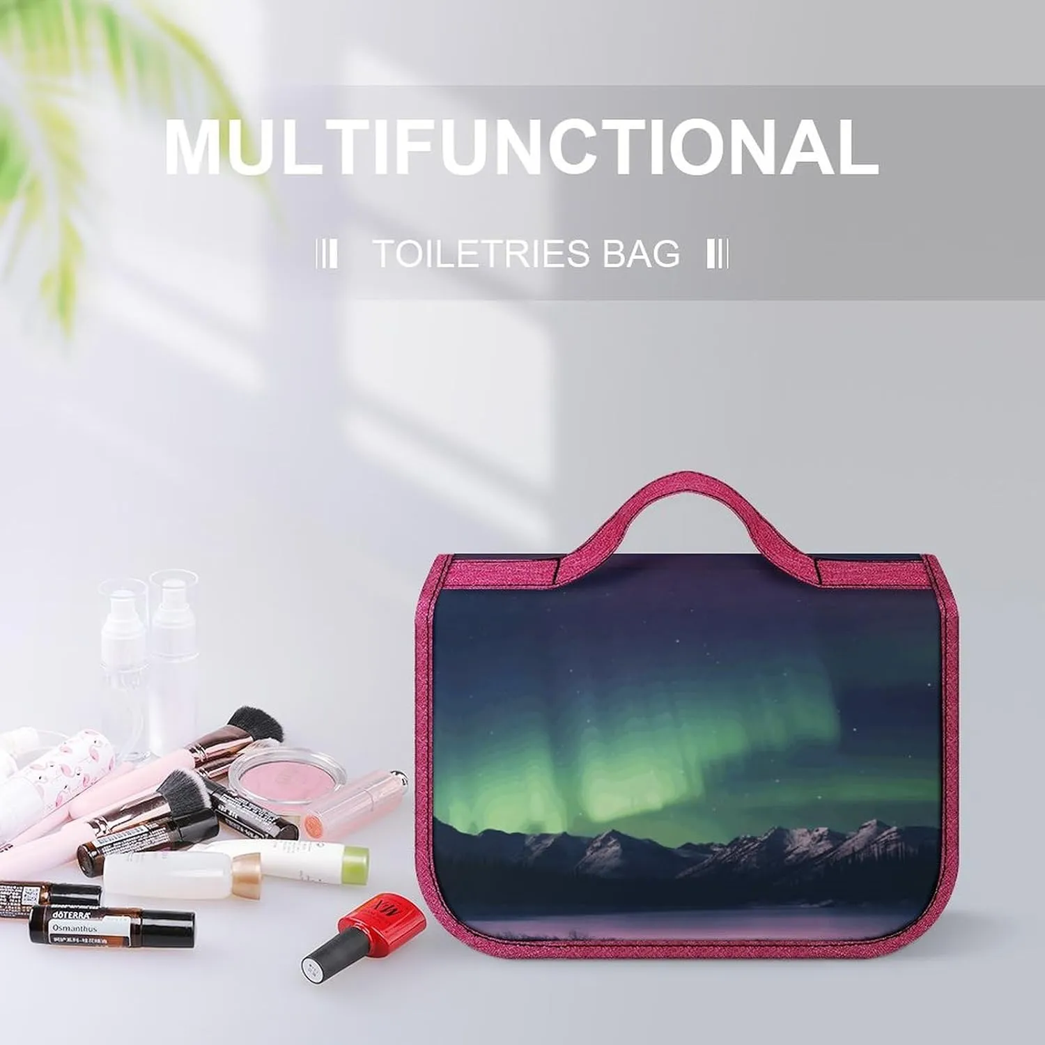 Northern Aurora Night Travel Toiletry Bag for Women,Hanging Toiletry Organizer with Hook, Makeup Bag Travel Organizer for Shampoo,Toiletriesl