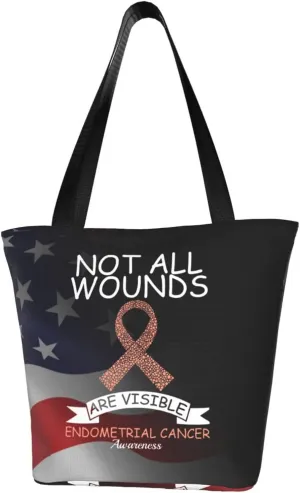 Not All Wounds Are Visible Endometrial Cancer Awareness Fashion Shoulder Bag Large Capacity For Man Or Woman