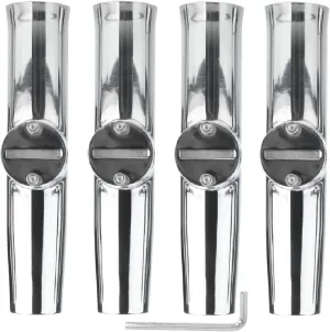 NovelBee 4pcs Stainless Tournament Style Clamp on Fishing Rod Holders,Rail Mount Fishing Rod Pole Holder for Marine Boat Yacht