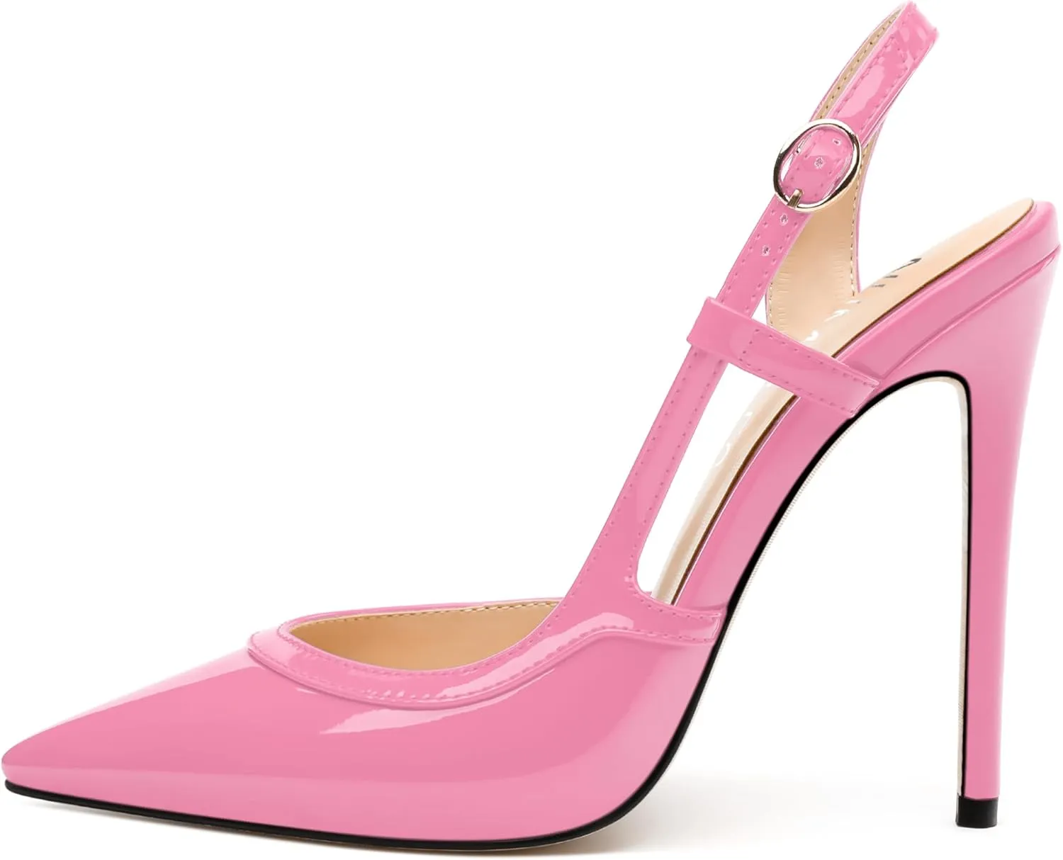 NUMALEO Women's Pointed Toe High Stiletto Heels Slingback High Heel Pumps Backless Patent Leather Fashion Sexy Dress Shoes for Women