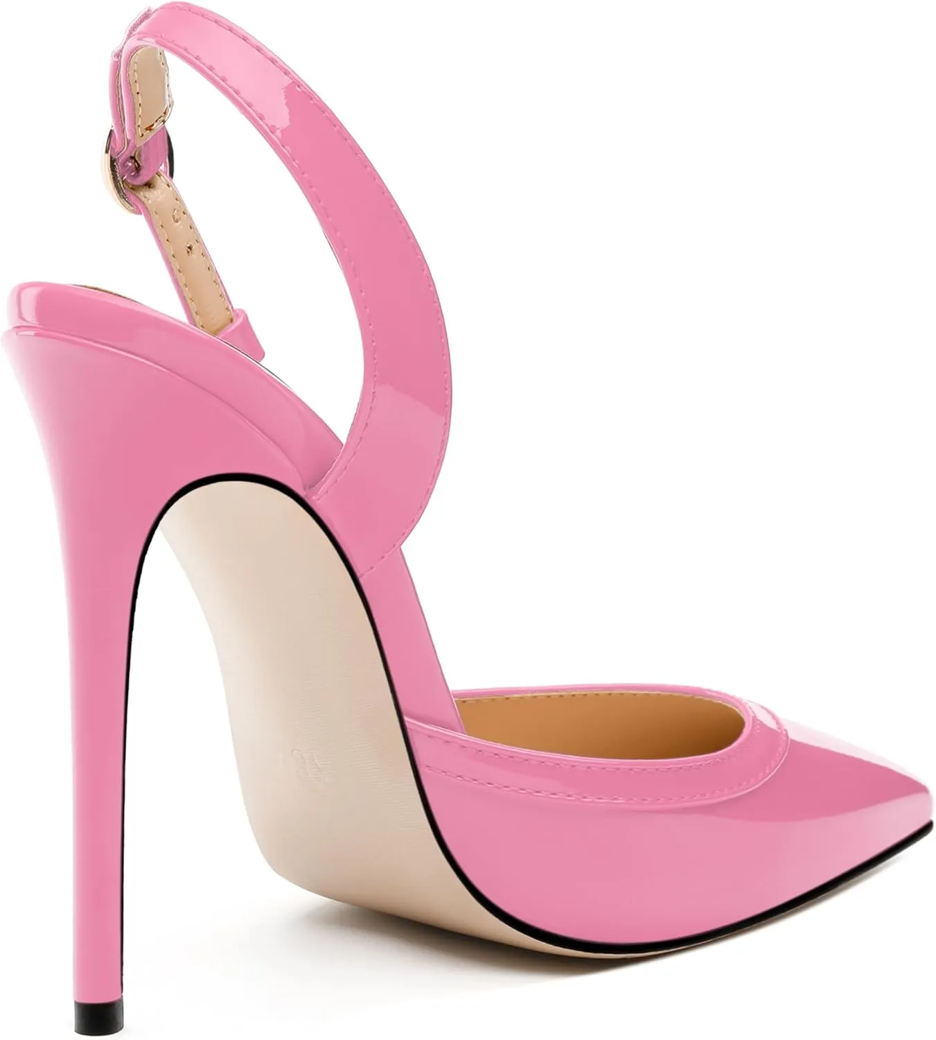 NUMALEO Women's Pointed Toe High Stiletto Heels Slingback High Heel Pumps Backless Patent Leather Fashion Sexy Dress Shoes for Women