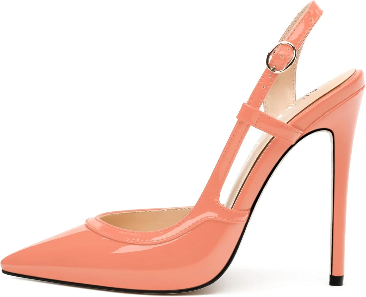 NUMALEO Women's Pointed Toe High Stiletto Heels Slingback High Heel Pumps Backless Patent Leather Fashion Sexy Dress Shoes for Women
