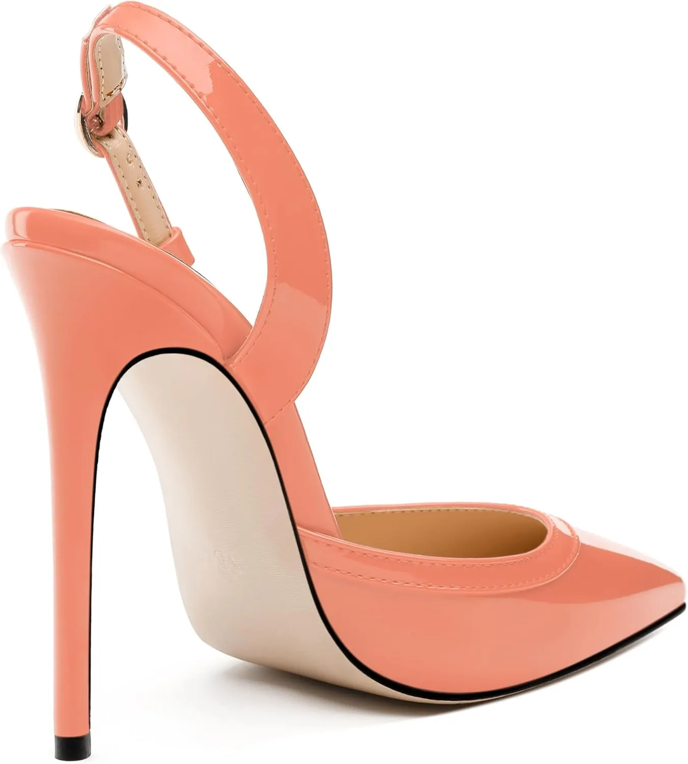 NUMALEO Women's Pointed Toe High Stiletto Heels Slingback High Heel Pumps Backless Patent Leather Fashion Sexy Dress Shoes for Women