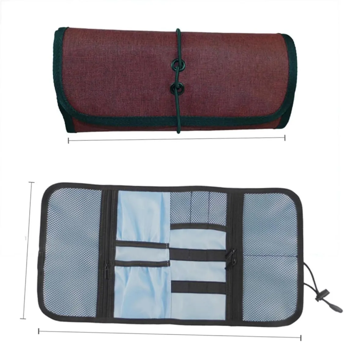 NUOBESTY Practical Cable Storage Bag Foldable Digital Carrying Pouch for Earphone and Charger Large Capacity Accessory Organizer Red