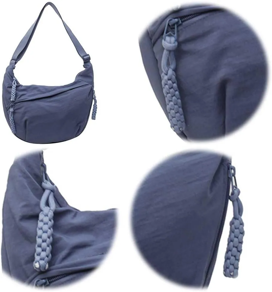 Nylon Crossbody Bags for Women Men, Multi-Pockets Crescent Crossbody Bag Dumpling Lightweight Travel Sling Bag