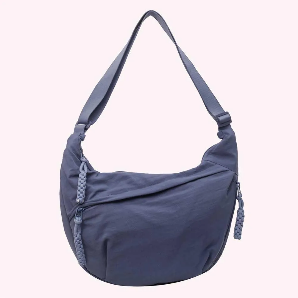Nylon Crossbody Bags for Women Men, Multi-Pockets Crescent Crossbody Bag Dumpling Lightweight Travel Sling Bag
