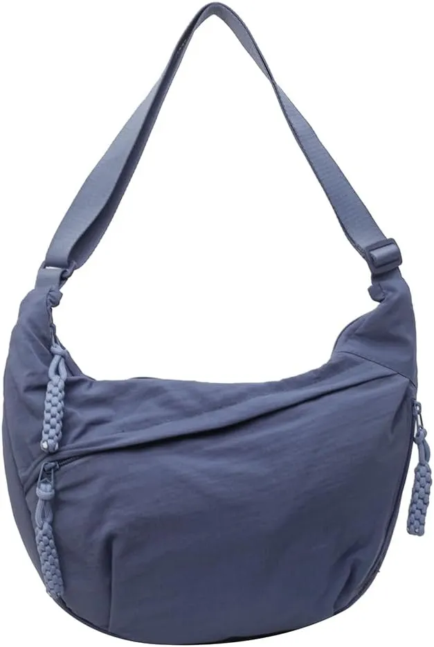 Nylon Crossbody Bags for Women Men, Multi-Pockets Crescent Crossbody Bag Dumpling Lightweight Travel Sling Bag