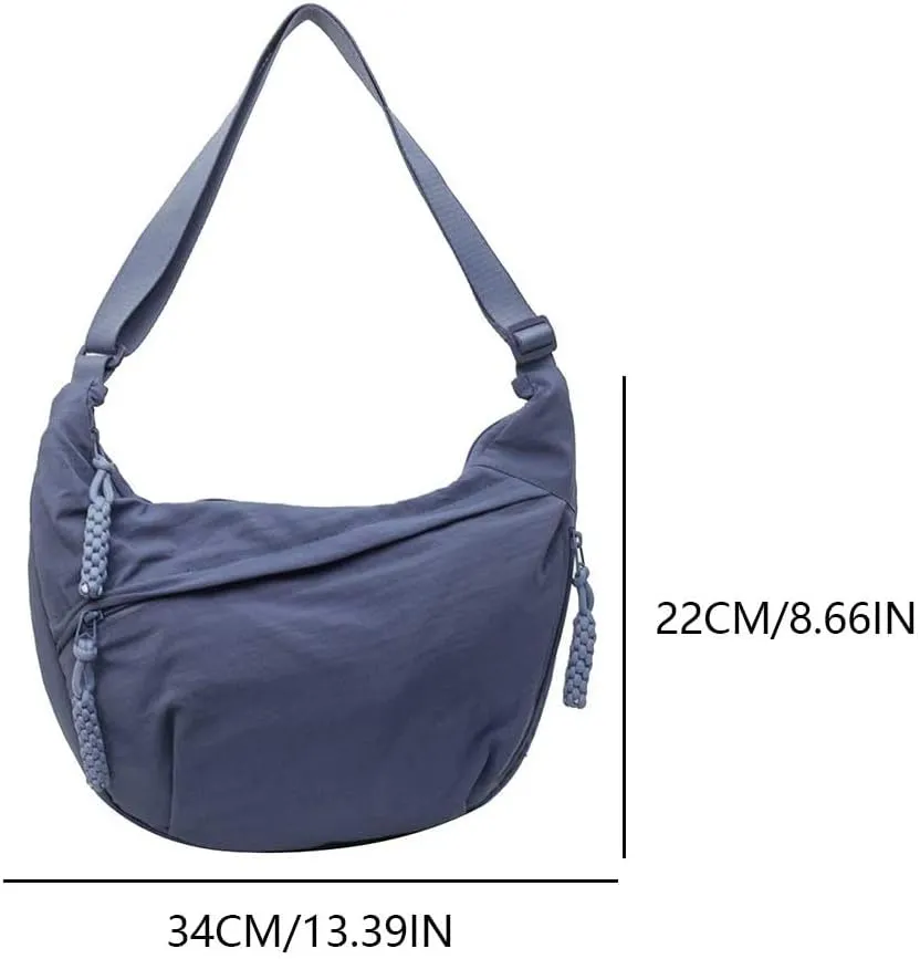 Nylon Crossbody Bags for Women Men, Multi-Pockets Crescent Crossbody Bag Dumpling Lightweight Travel Sling Bag