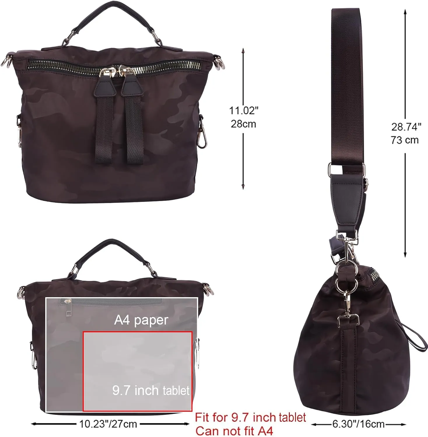 Nylon Crossbody Handbag for Women Anti-theft Purse Shopping Tote Bag Lightweight Shoulder Bag