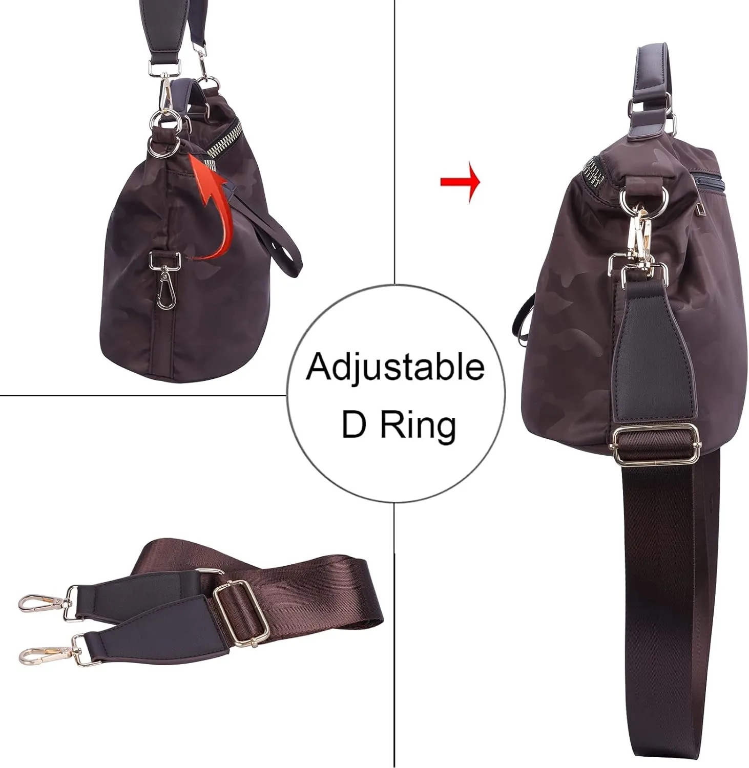 Nylon Crossbody Handbag for Women Anti-theft Purse Shopping Tote Bag Lightweight Shoulder Bag