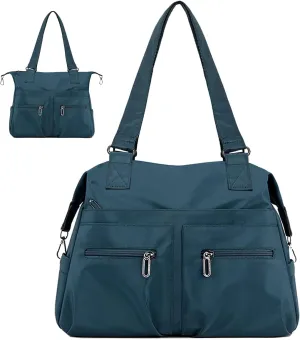 Nylon Tote Bag for Women Shoulder Tote Bag with Zipper Waterproof Nylon Purse and Handbags Lightweight Hobo Bag