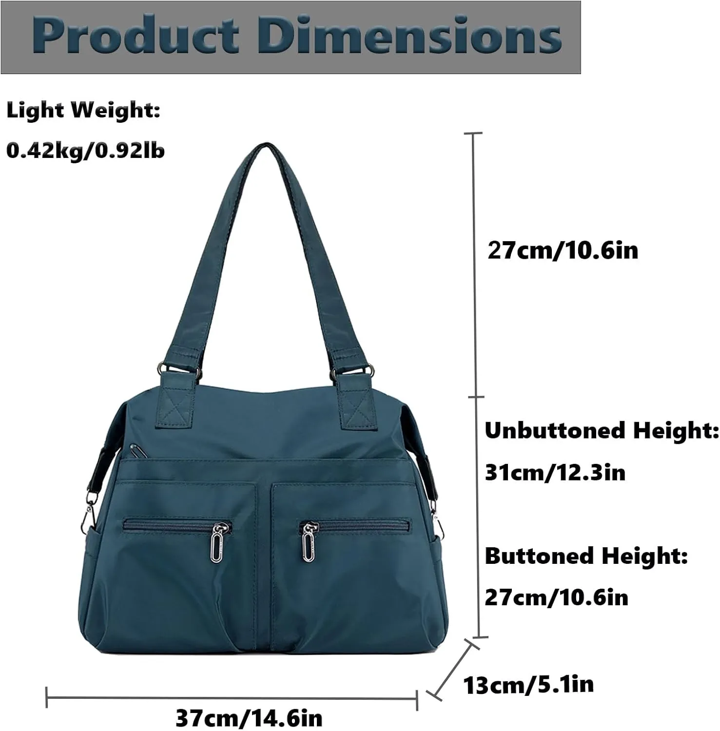 Nylon Tote Bag for Women Shoulder Tote Bag with Zipper Waterproof Nylon Purse and Handbags Lightweight Hobo Bag