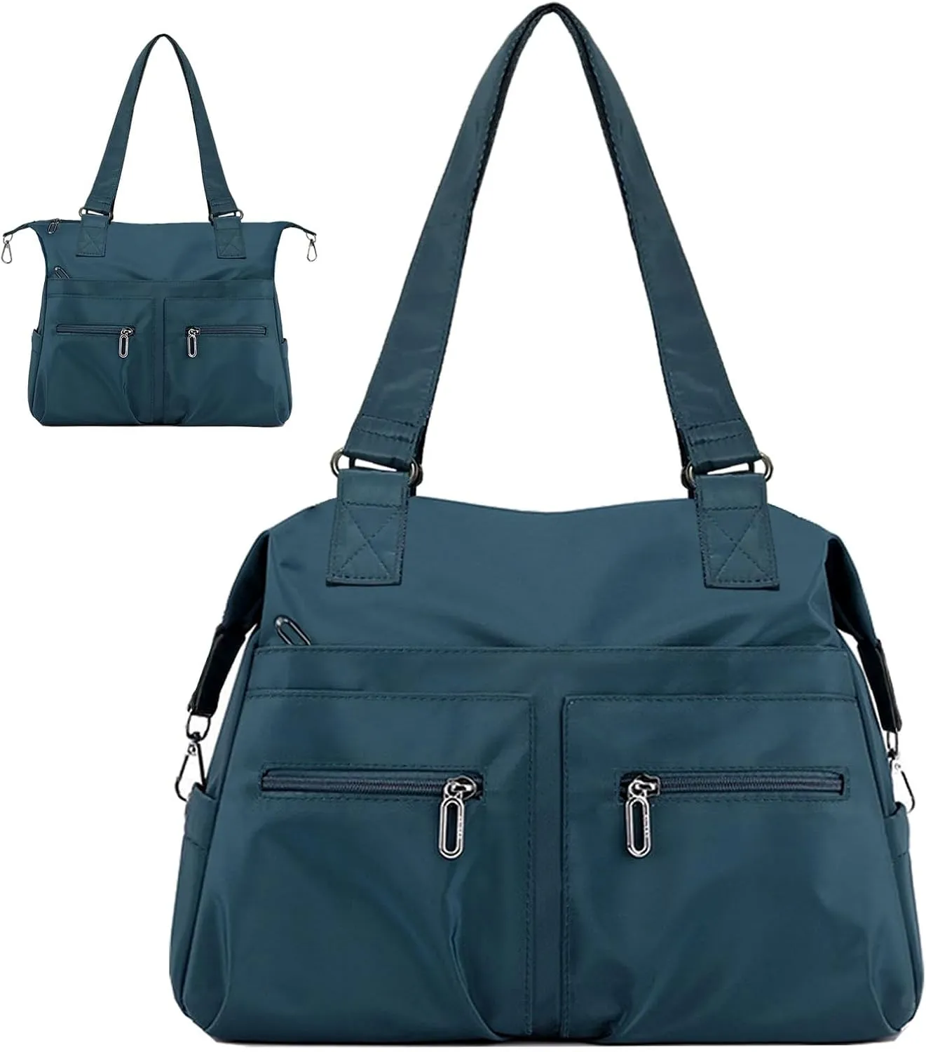 Nylon Tote Bag for Women Shoulder Tote Bag with Zipper Waterproof Nylon Purse and Handbags Lightweight Hobo Bag