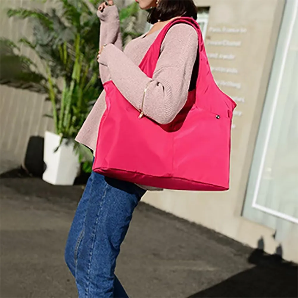 Nylon Tote Handbag for Women Large Top Handle Bag Lightweight Mommy Bag Multi Pocket Travel Satchel Shopping Bag