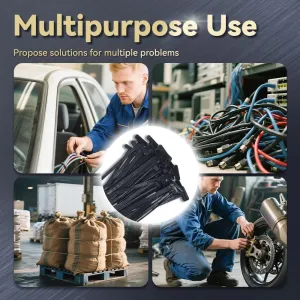 Nylon Universal Cable Tie Buckle 2025 New Multipurpose Plastic Cable Ties Tool, Nylon Zip Ties Holder, Heavy Duty Self Locking Nylon Zip Ties UV Resistant Black Zipties for Car Daily Repair (50PCS)