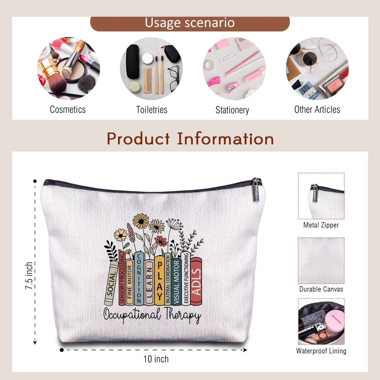 Occupational Therapy Gifts Mekup Bag - Therapist Occupational Gifts, OT Therapy Makeup Bag Make up Bag Zipper Pouch Travel Toiletry, Therapist Gifts, OT Gifts