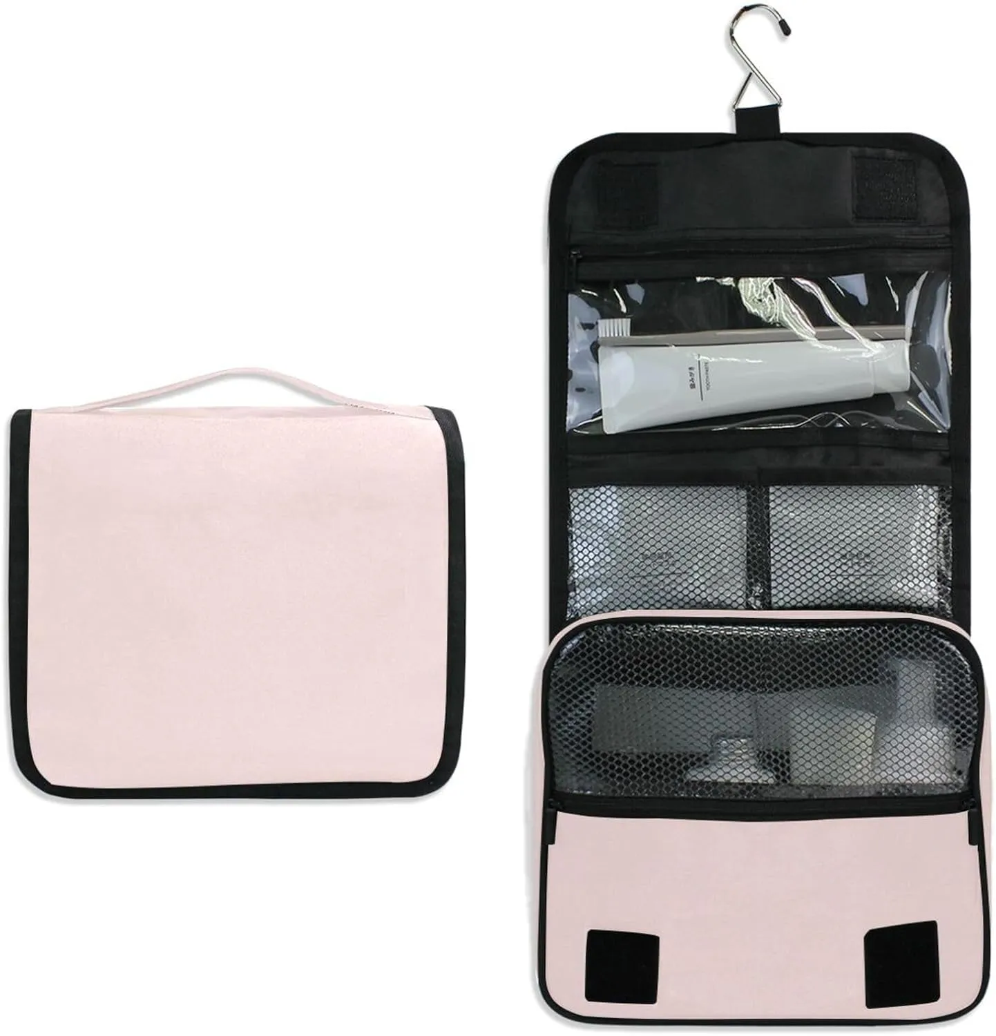 ODAWA Toiletry Bag Misty Rose Large Capacity Hanging Cosmetic Case Portable Hanging Organizer for Travel
